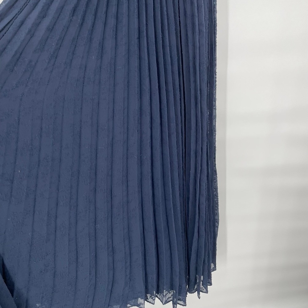 NEW Halogen Womens Size 1 Pleated Tie Waste Maxi Dress Halter Neck‎ Blue Belted - Picture 5 of 10